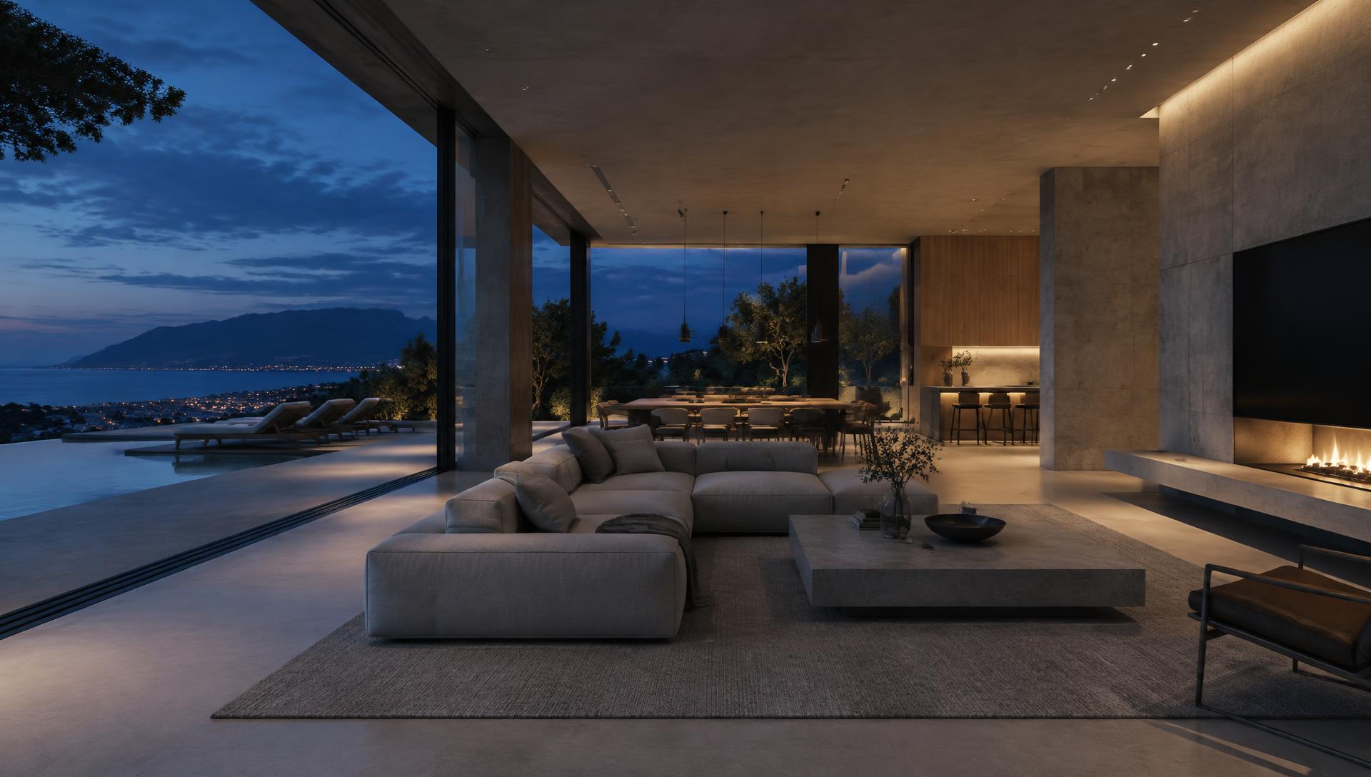 Contemporary property interior planned for smart-building infrastructure